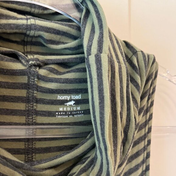 Horny Toad (Toad&Co) Striped Cowl Neck Sleeveless Dress Womens Medium Green/Gray - Picture 2 of 4